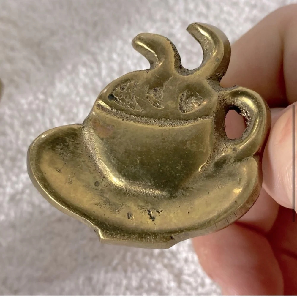 Vintage Brass Coffee  Cup Napkin Holders x5 - Picture 5 of 13